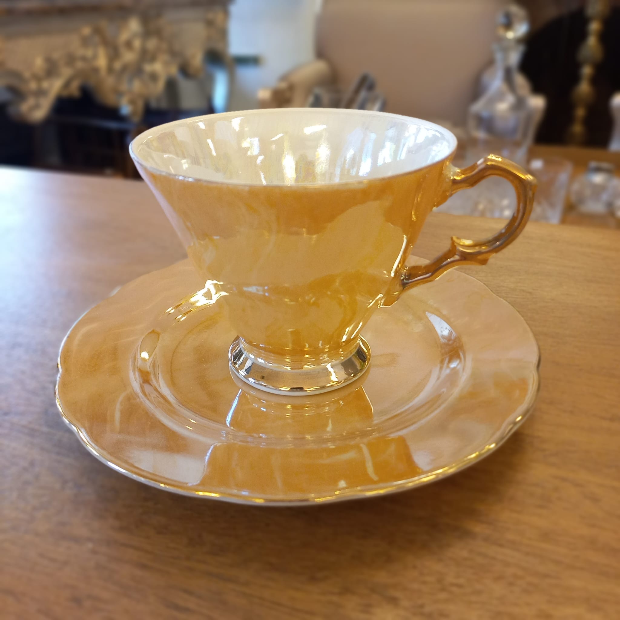 The main photo for St Clair Creations Japan opalescent tea cup and sauce