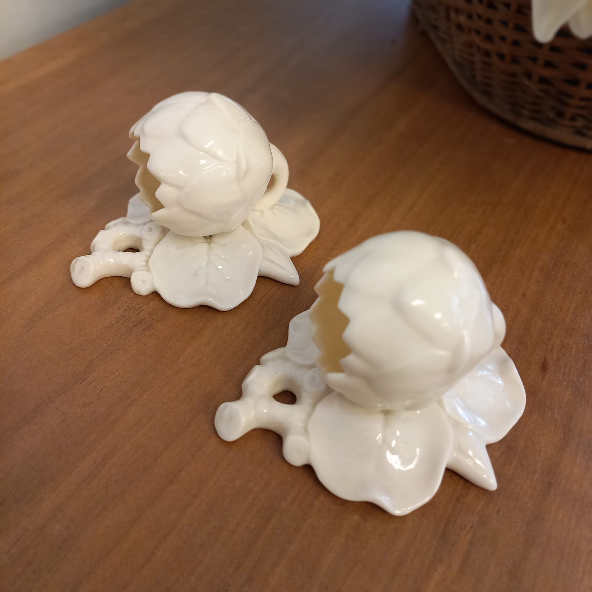 The main photo for Pair of Royal Worcester Lily Blossom wall pockets 1900's