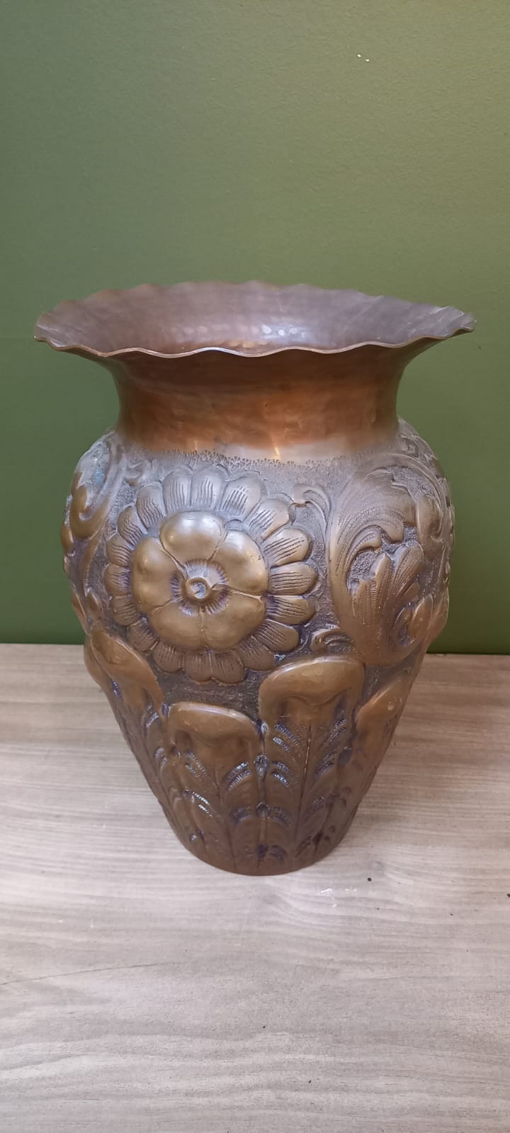 The main photo for Art Nouveau 1900's beaten and pressed large copper vase