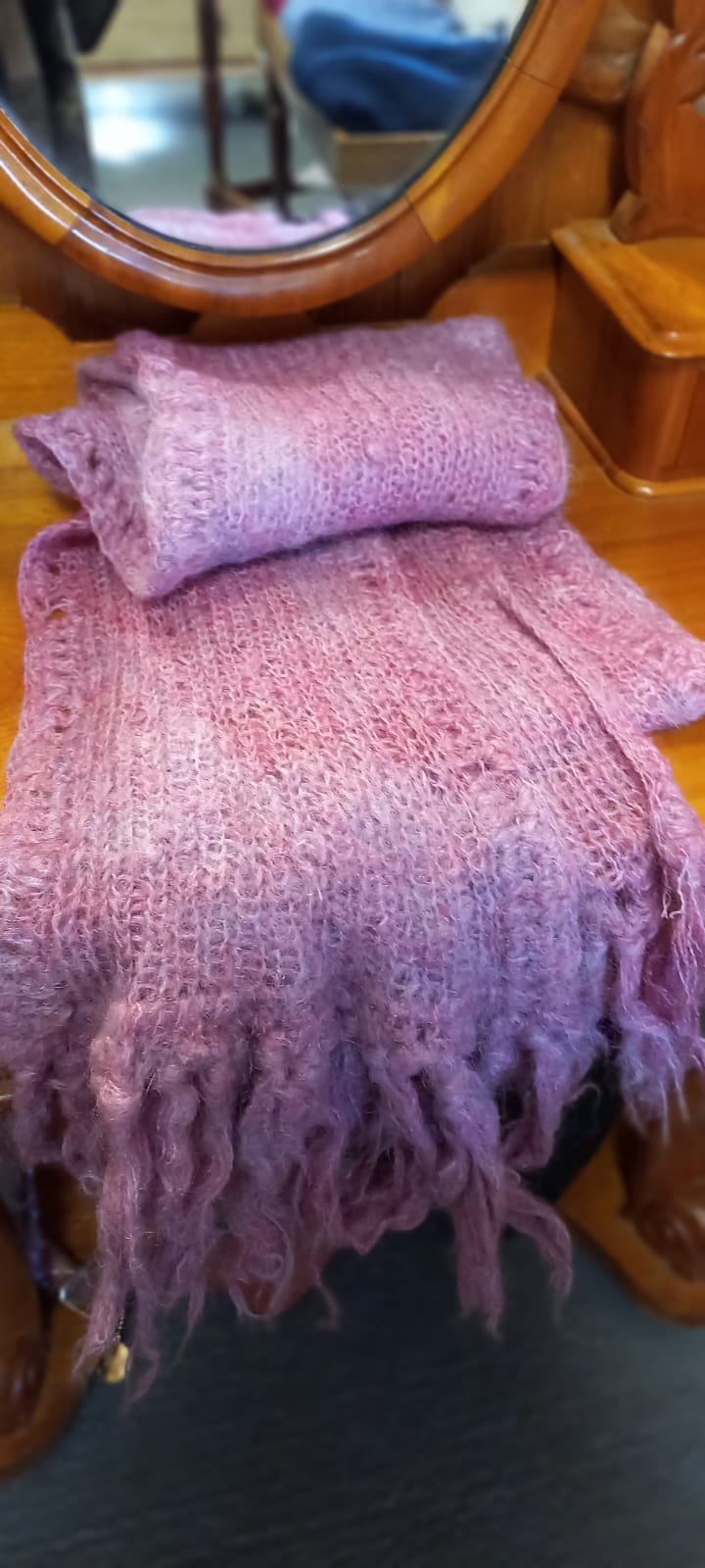 The main photo for Handknitted mohair scarfe