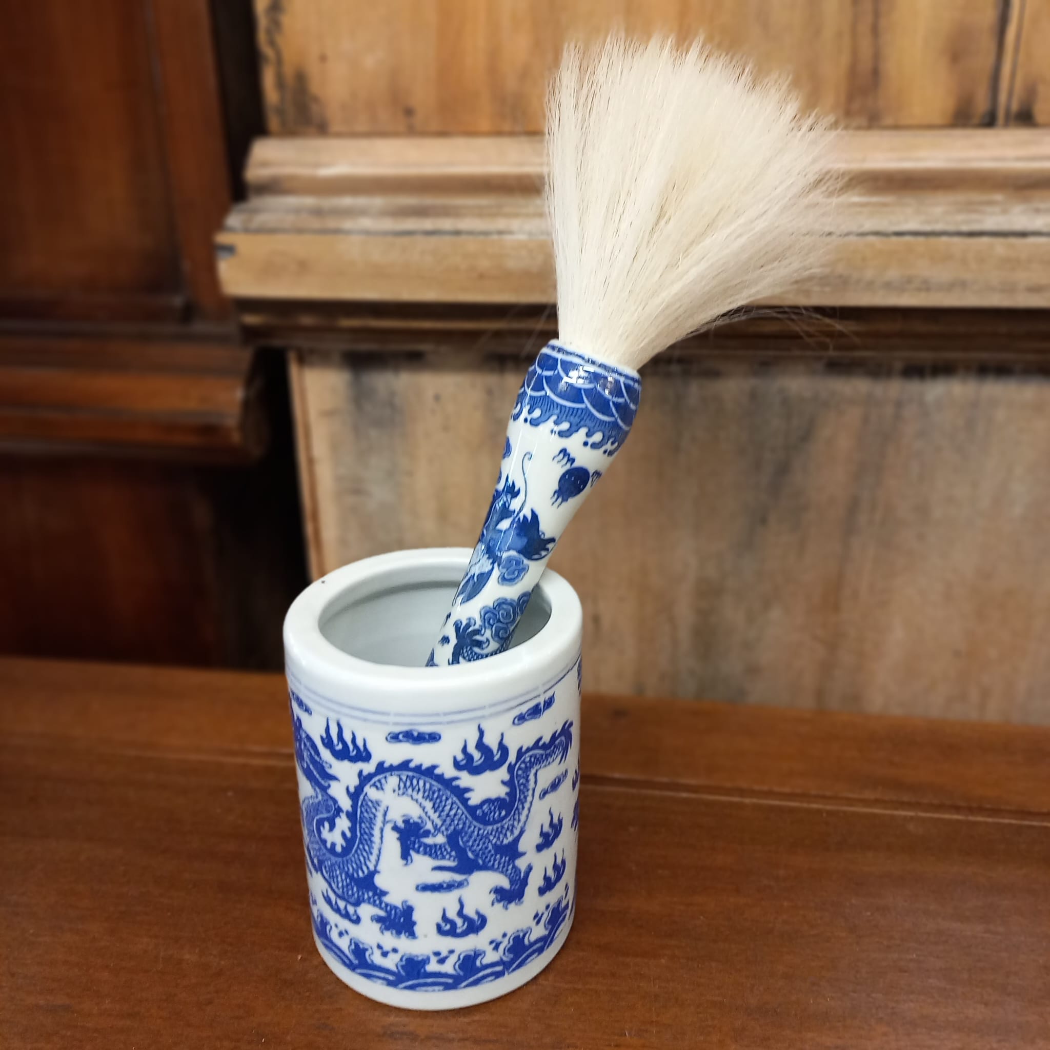 The main photo for Chinese Porcelain Blue & White  Calligraphy brush & pot set