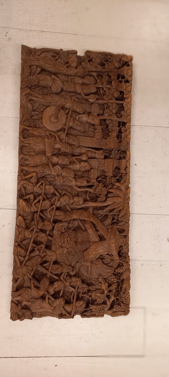 The main photo for Antique Asian handcarved wood wall plaque